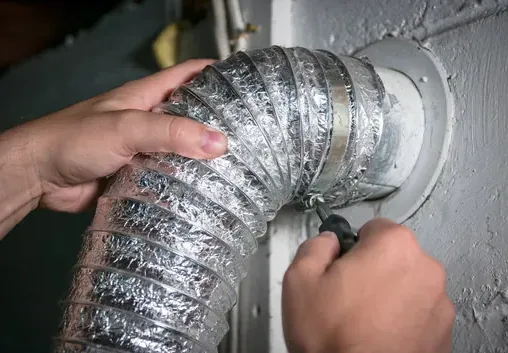 Clamp tightened on a flex duct collar